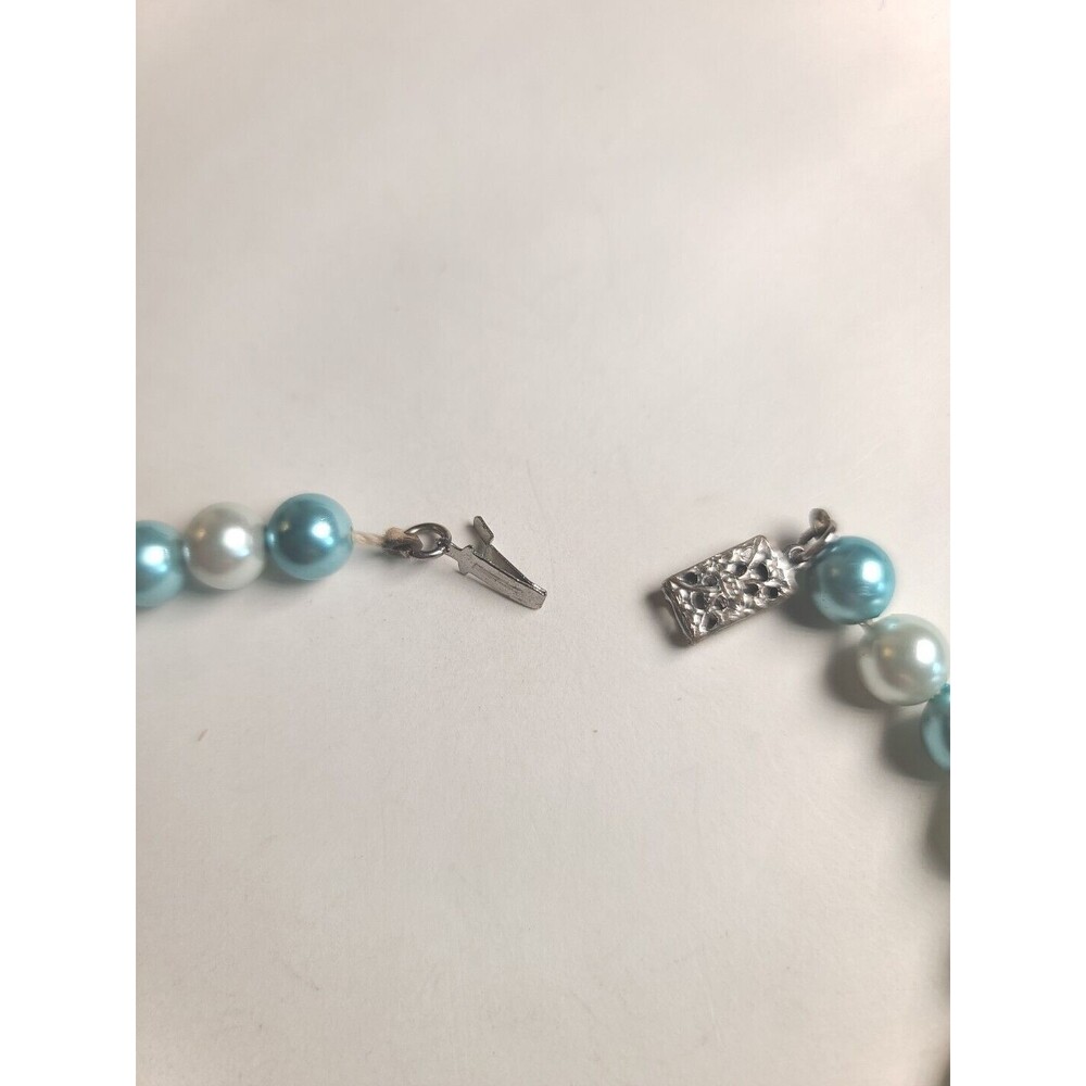 Vintage Single Strand Blue Teal  Chunky Bead Necklace 18" MCM - Picture 4 of 5